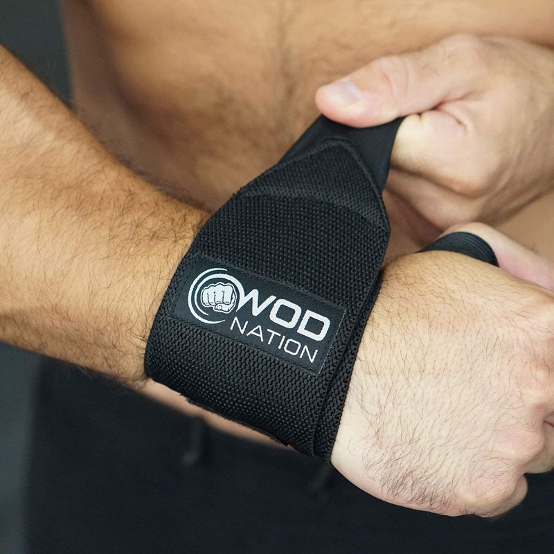 WOD Nation Wrist Wraps - Adjustable Thumb Loop for Gym Wrist Wraps - Secure Hook-and-Loop Closure for Lifting Straps - Powerlifting & Strength Training Support - 12 Inch, Black - Image 4